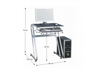 PC stolík Jofry - čierna / strieborná