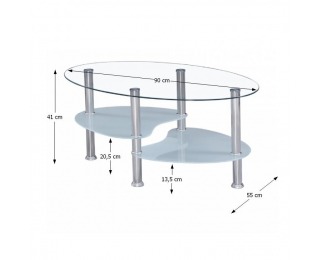 Konferenčný stolík Wave New - oceľ / číre a mliečne sklo