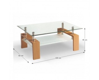 Konferenčný stolík Libor CT1020 New - buk / číre sklo