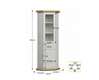 Rohová vitrína Katy K-16 - dub biely / dub zlatý