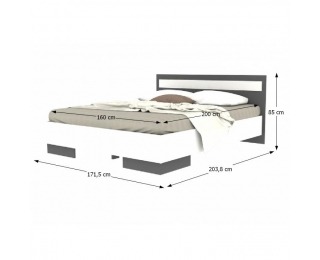 Posteľový rám Greyline 160 - biela / grafit