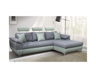 Rohová sedačka s rozkladom a úložným priestorom Tvins P - sivá / mentolová