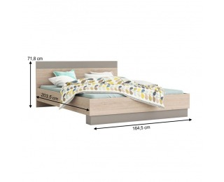 Posteľový rám Graphic Typ 3 160 - dub arizona / sivá