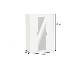 Šatníková skriňa so zrkadlom Ambian 3D - biela