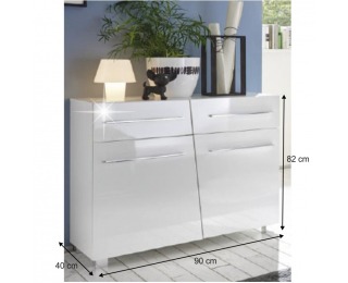 Dvojdverová komoda Stragy Typ 2 - biely vysoký lesk