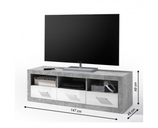 TV stolík Slone 6 - biely lesk / sivý betón