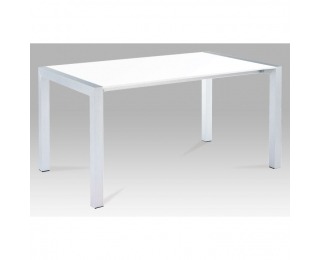 Rozkladací jedálenský stôl Daro - biely vysoký lesk / strieborná