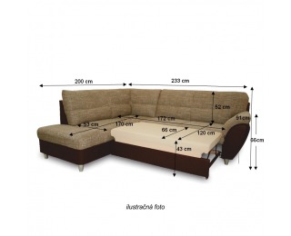 Rohová sedačka s rozkladom Omega L - hnedosivá