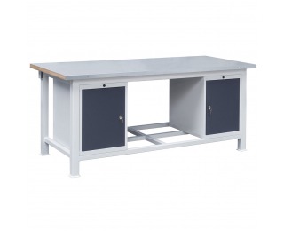 Pracovný stôl s plechovou policou 3T/P1P1 - svetlosivá / grafit