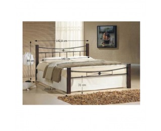 Manželská posteľ s roštom Paula 140 - orech / čierna