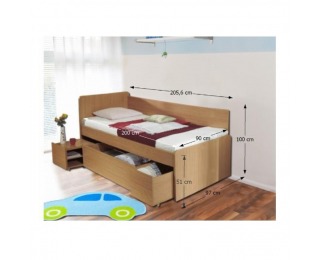 Posteľový rám s úložným priestorom Oto 90 - buk