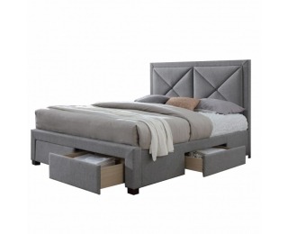 Čalúnená manželská posteľ s roštom Xadra 160 - sivá melírovaná / wenge