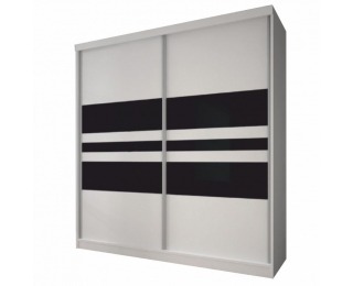 Šatníková skriňa Multi 11 2D 183x218 cm - biela / čierne sklo Šatníková skriňa Multi 11 2D 183x218 cm - biela / čierne sklo