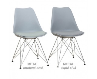 Jedálenská stolička Metal New - teplá sivá / chróm