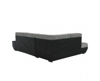 Rohová sedačka s rozkladom a úložným priestorom Akron L - čierna ekokoža / melírovaný šenil Rohová sedačka s rozkladom a úložným priestorom Akron L - čierna ekokoža / melírovaný šenil