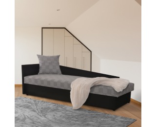 Jednolôžková posteľ (váľanda) Judit L - čierna / vzor (M35)