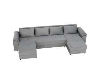 Rohová sedačka U s rozkladom a úložným priestorom Dalas L/P - sivá