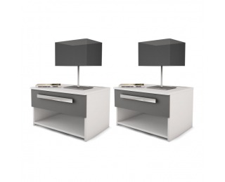 Nočný stolík (2 ks) Defy 305566 - biela / sivá