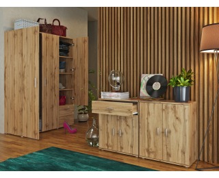 Trojdverová šatníková skriňa so zásuvkami Adeli - dub wotan