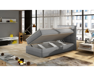 Čalúnená jednolôžková posteľ Alessandra 90 P - svetlomodrá / sivá