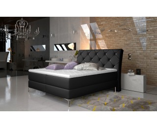 Čalúnená manželská posteľ s úložným priestorom Amika 160 - čierna (Soft 11)