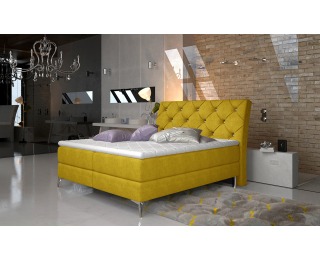 Čalúnená manželská posteľ s úložným priestorom Amika 180 - žltá