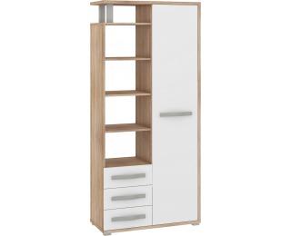 Policová skriňa Angel ANG-01 1D - sonoma svetlá / biely lesk