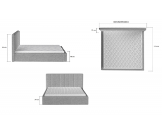 Čalúnená manželská posteľ s roštom Ante 180 - tmavosivá