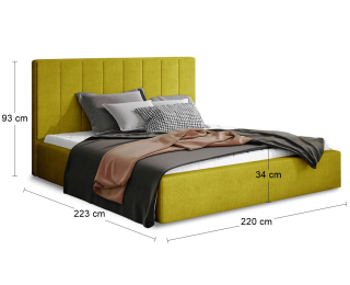 Čalúnená manželská posteľ s roštom Ante 200 - žltá