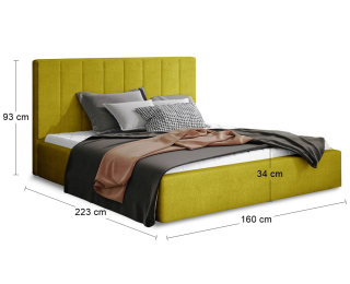 Čalúnená manželská posteľ s roštom Ante UP 140 - žltá