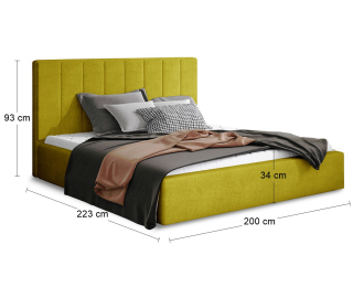 Čalúnená manželská posteľ s roštom Ante UP 180 - žltá