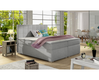 Čalúnená manželská posteľ s úložným priestorom Anzia 140 - svetlosivá