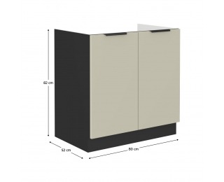 Drezová kuchynská skrinka Araka 80 ZL 2F BB - kašmír / čierna