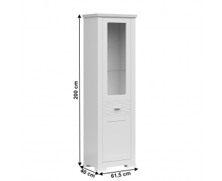 Jednodverová vitrína Aryan 1W - biela