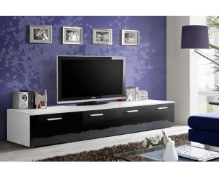 TV stolík Duo WS - biela / čierny vysoký lesk
