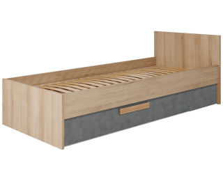 Jednolôžková posteľ s roštom a úložným priestorom Aurin B - pieskový buk / peltro