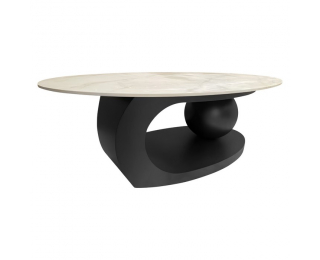 Konferenčný stolík Axen - biela imitácia mramoru / čierna