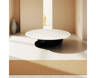 Konferenčný stolík Axen - biela imitácia mramoru / čierna