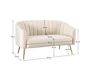 Dvojsedačka Bagy - béžová (Velvet) / zlatá
