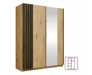 Šatníková skriňa s posuvnými dverami Bajadero Typ 1 2D-150 - dub artisan / čierna