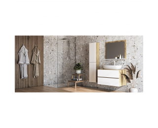 Kúpeľňová skrinka na stenu (2 ks) Baleta 2S - craft zlatý / biely lesk