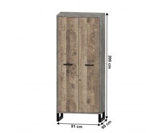 Dvojdverová šatníková skriňa Baria 2D/90 - dub pieskový / sivá