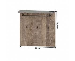 Vešiakový panel Baria 80 - dub pieskový / sivá