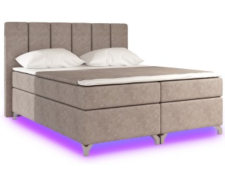 Čalúnená manželská posteľ s úložným priestorom Barino 180 - svetlohnedá