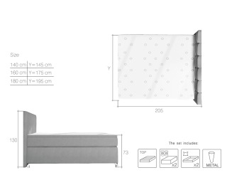 Čalúnená manželská posteľ s úložným priestorom Barino 160 - biela