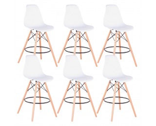 Barová stolička (6 ks) Carbry 2 New - biela / buk