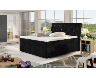 Čalúnená manželská posteľ s úložným priestorom Beneto 180 - čierna (Kronos 07)