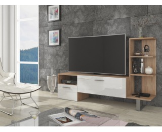 TV stolík Best - sonoma svetlá / biely lesk
