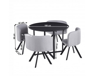 Jedálenský set Bevan New 1+4 - svetlosivá / čierna