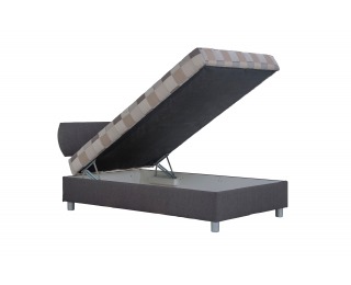Čalúnená jednolôžková posteľ s roštom a matracom Aster 120 - hnedá / vzor